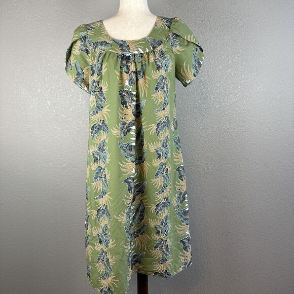 Royal Creations Womens Muu Muu A-Line Midi Dress M Medium Green Floral Pockets - Picture 1 of 9